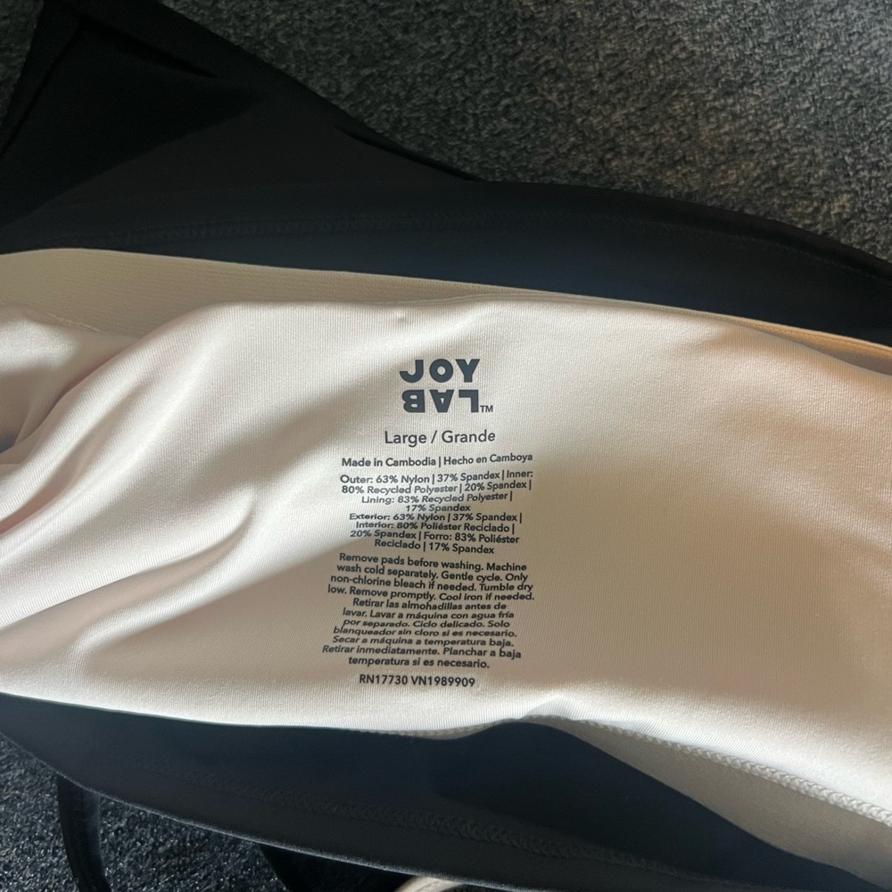 JoyLab Double Layer Longline Bra - Black/Cream - Picture 4 of 5